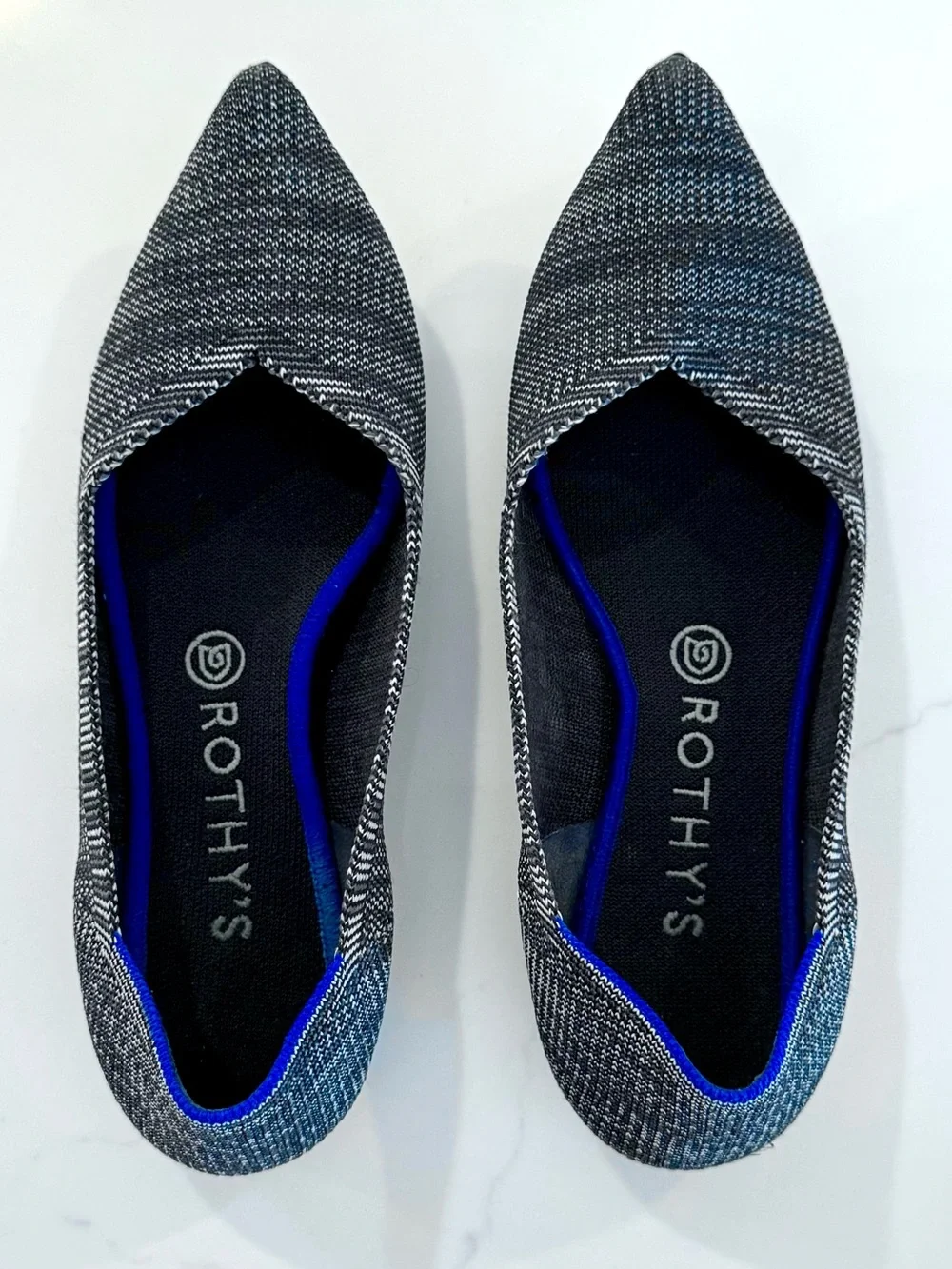 Rothy’s The Point Pointed Toe Flats Size 9 Cloud Grey Birdseye - Retired Color